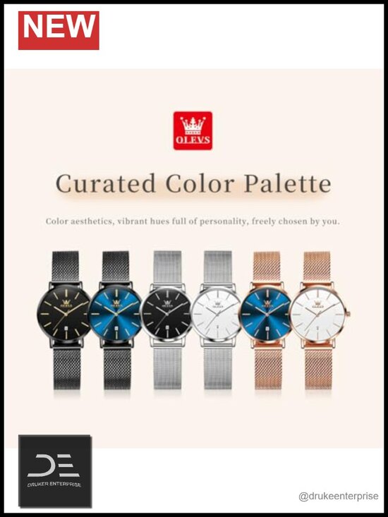 Minimalist Casual Dress Quartz Watch with Date Calendar, Stainless Steel Band main image 5